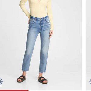 High Rise Cheeky Straight Jeans With Washwell